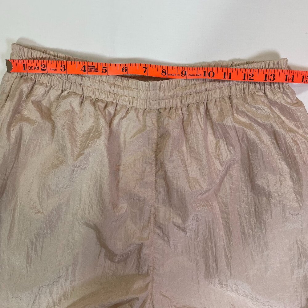 Vintage 90s Lavon Track Pants Shimmer Metallic Gold Tan Nylon Size L - Picture 7 of 14